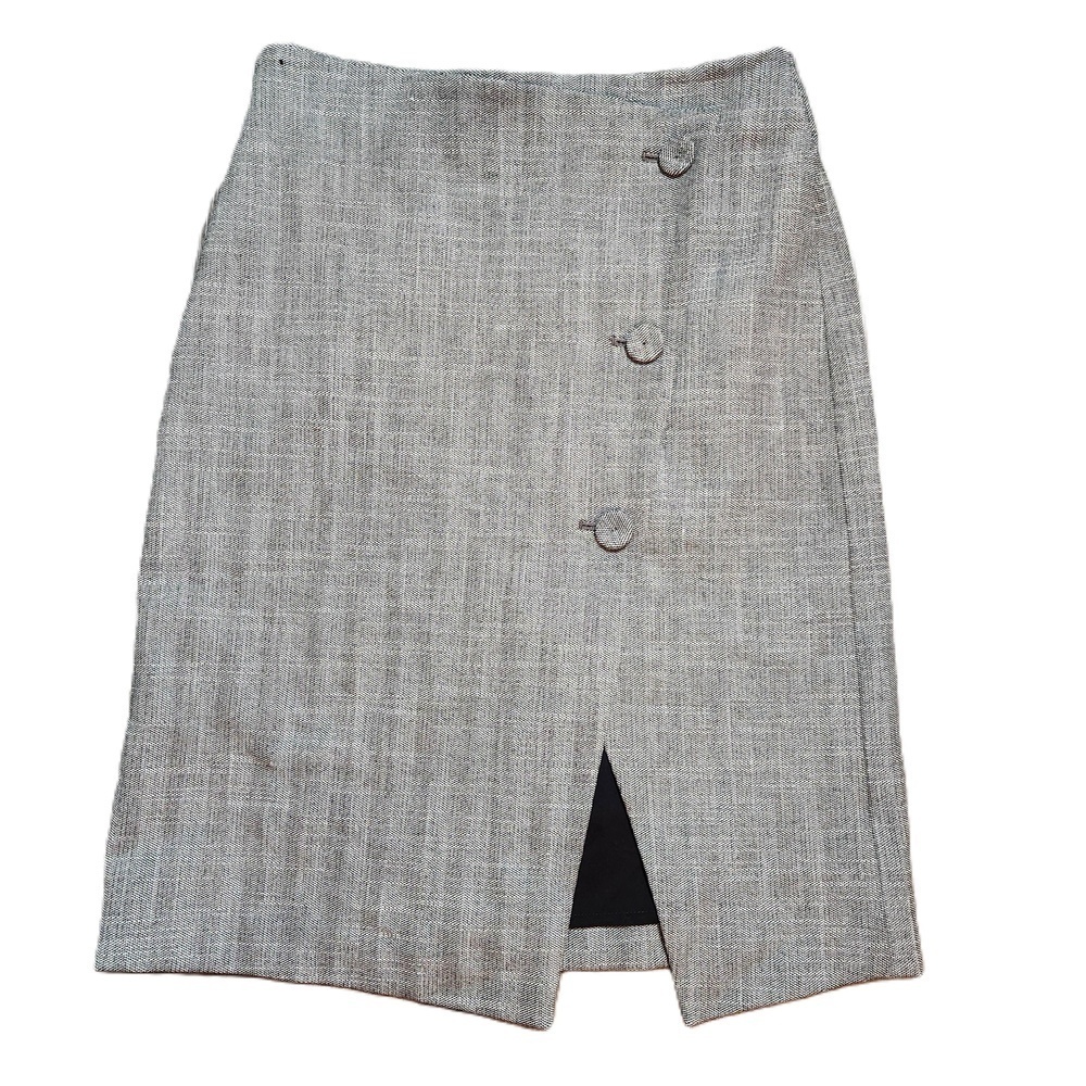 Club Monaco Black White Button Split Front Skirt Size 0